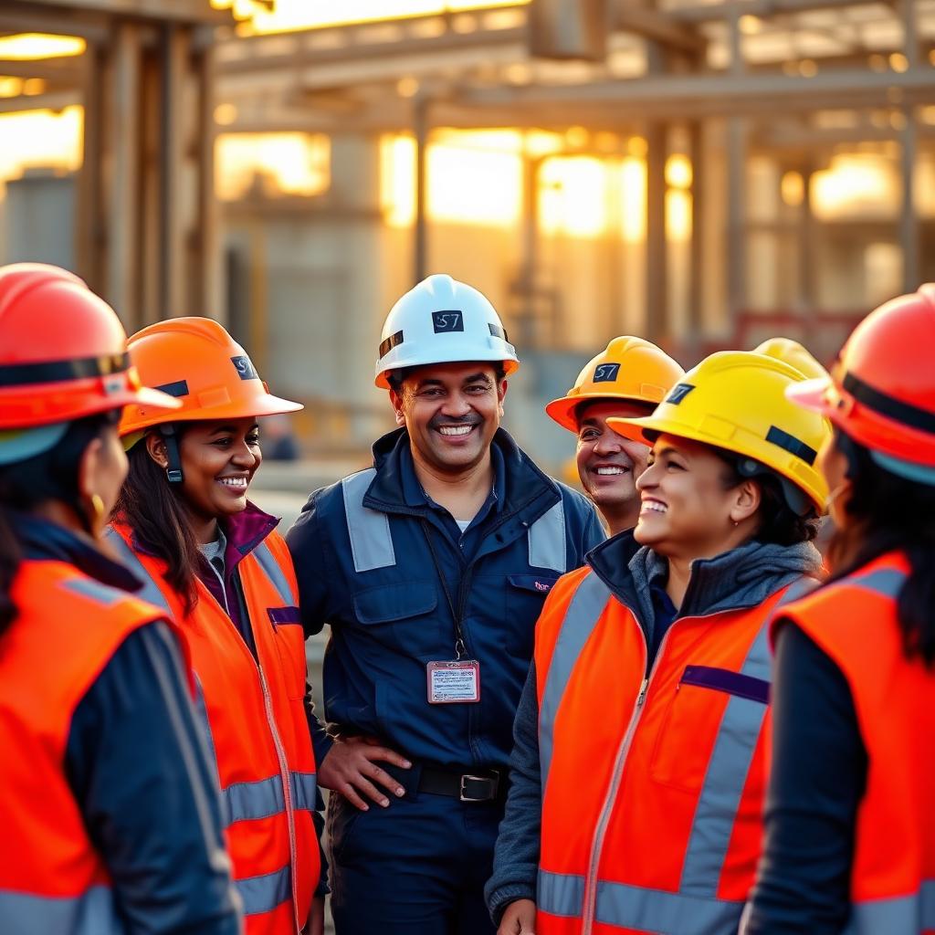 Instructor INGESO con grupo de trabajadores sonriendo durante capacitación SST en sitio